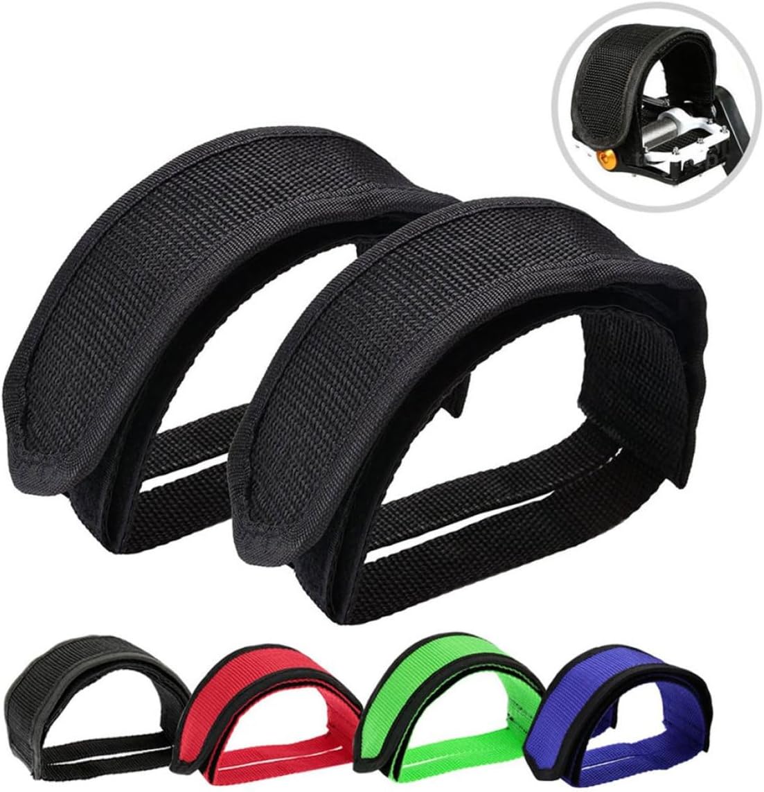Bike Pedals with Straps, 2Pcs Pedal Straps Cycling Kids Bike Foot Pedal Straps Toe Clips Straps Tape for Fixed Gear Bike Black - Image 9